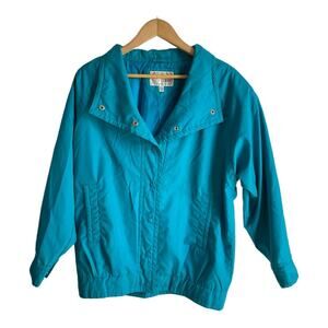 Vintage Women's Bomber Style Jacket/Coat Blue SZ M